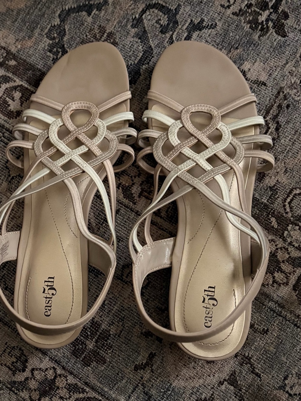 East 5th Neutral Woven-Strap Dress Sandals